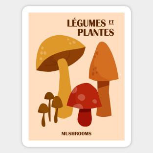 Mushrooms, Autumn art, Cottagecore decor, Posters aesthetic, Museum poster, Retro art print, Food market Sticker